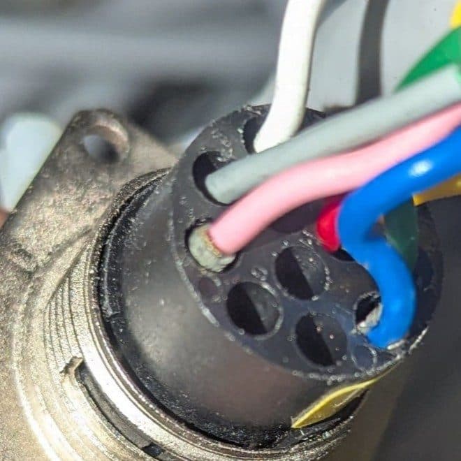 Corroded pin not seated correctly